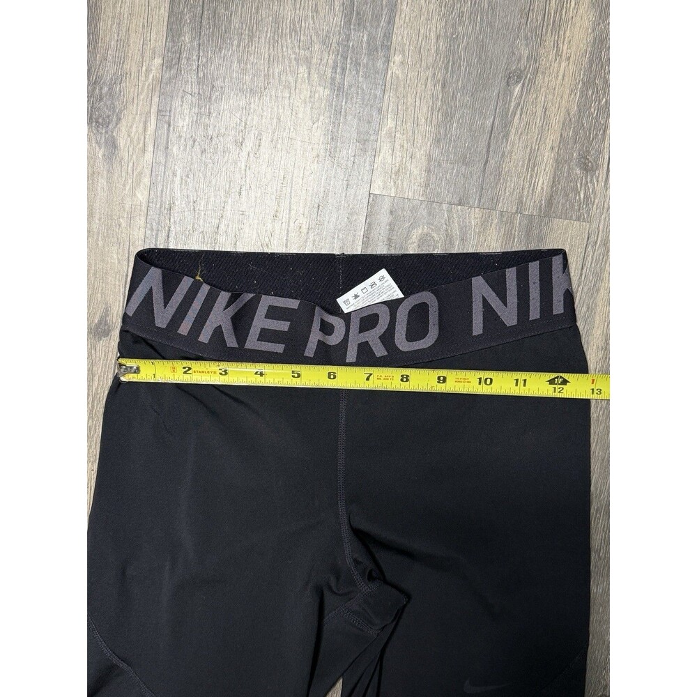 Nike Leggings Womens Medium Black Pro Dri Fit Mid Rise Mesh Paneled Logo Running - Picture 5 of 5